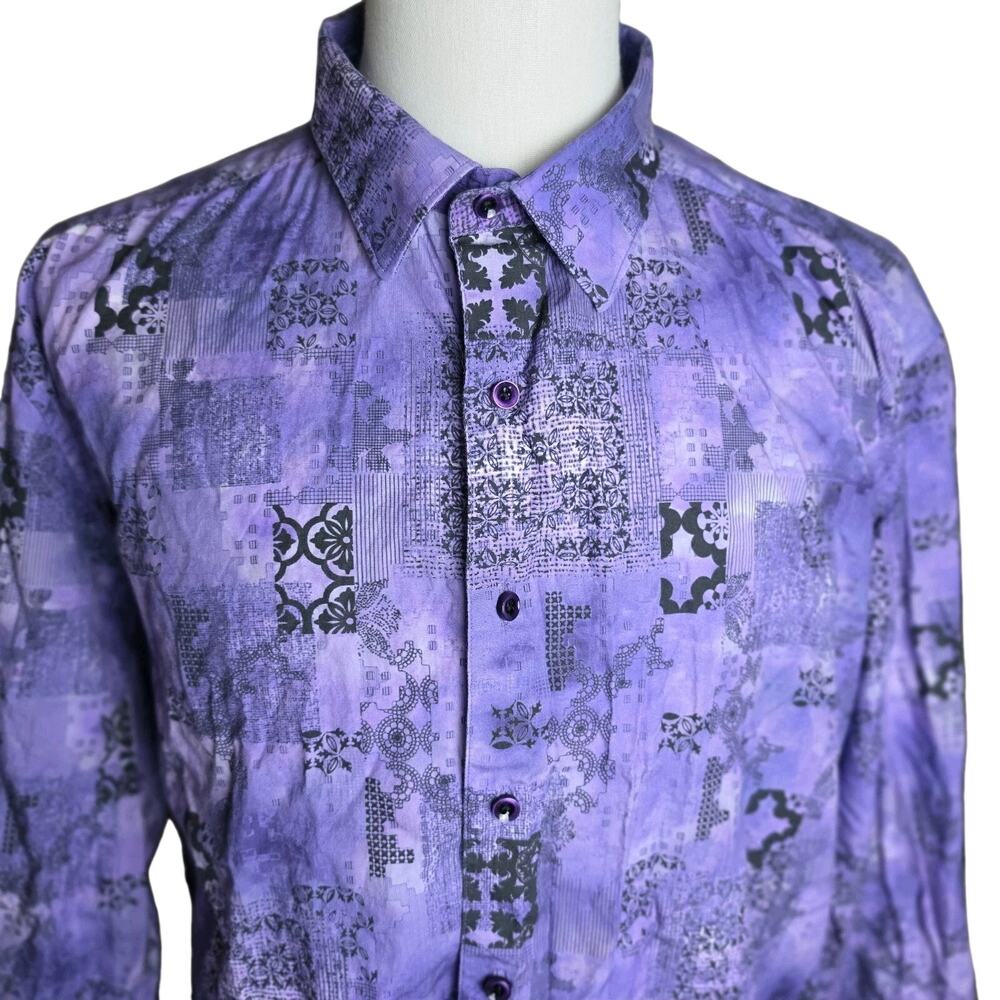 Robert Graham - Purple Colorful Long Sleeve Flip Cuff - Men's 4XL Button Down